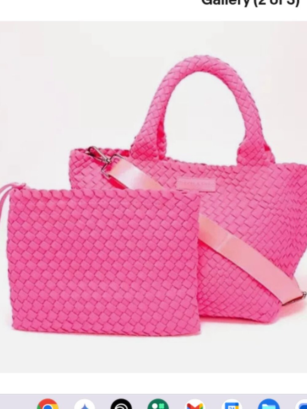 Parker & Hyde Machine Washable Woven Neoprene Classic Tote-Neon Pink-NEW-A660044